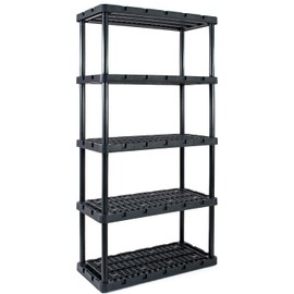 Gracious Living 18 x 36 x 72 Heavy Duty 5 Shelf Storage Laundry Room, Basement Organization, Garage Shelving Unit, 750 lb Capacity, Black, (1 Pack)