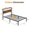 RoyalCraft Twin Bed Frame: Industrial Platform Bed w/Wood Headboard, Storage