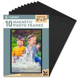 labphant 10 Pack 5x7 Inch Magnetic Picture Frames; Photo Pocket Frames with Black Borders for Fridge 5 x 7 Inch Great for Displaying Pics on The Refrigerator (Black) (5" x 7" black)