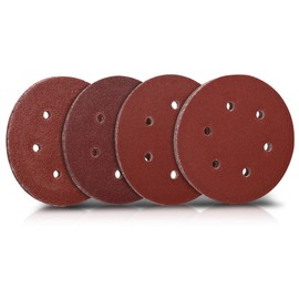 Navaris 25 pcs Sanding Sheets - Assorted P40, 60, 80, 100 Grit Sand Paper for Wood Metal Hook and Loop Pads for Orbital Sander 150mm