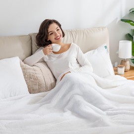 Berkshire Blanket Classic Extra-Fluffy™ Plush Blanket, King Size Bed Blanket, Soft Fuzzy Fluffy Long Hair Blanket for Couch Sofa Bed, True White, 90x108 Inches