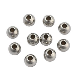 LiQunSweet 100 Pcs 304 Stainless Steel Hypo-allergenic Smooth Loose Round Metal Bead Spacers Rondelle for Jewelry Making Accessory - 6x5mm
