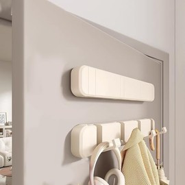 Hualinsyi Wall Hooks Adhesive，Folding White Coat Hooks for Hanging，Entrance Door,Bathroom Foyer, Bedroom Wall Mounted Storage, Clothes Sorting hat Bag 4 Hook Folding Coat Hook (White,4hook)