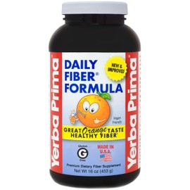 Yerba Prima Orange Daily Fiber Formula 1pound - Non-GMO, Gluten Free, Made in The USA, Delicious Natural Orange Flavor