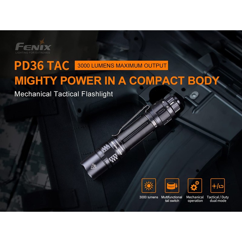 Phoenix PD36 TAC Light, Black, 5.5 inches (14 cm), Tactical