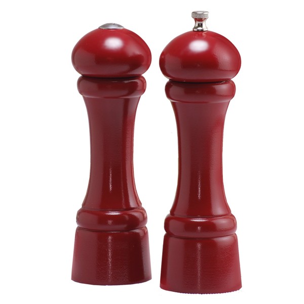 Chef Specialties 8 Inch Windsor Pepper Mill and Salt Shaker Set - Candy Apple Red