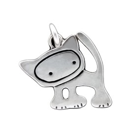 Mark Poulin Cat Charm to Add to Charm Bracelet - Choose Your Own Sterling Silver Cute Cat Charm (Punk Kitty)