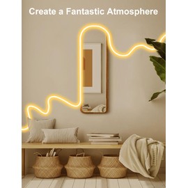 echosari Neon Rope Lights 33Ft, 1200 LED Neon Rope Lights with Timer Dimmable Outdoor Flexible Neon Strip Lights Waterproof for Bedroom DIY Wall Decor (Warm White)