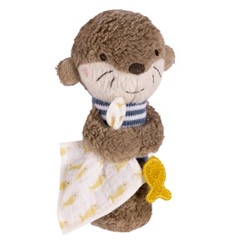 Fehn Rod Gripping Toy Otter - Cuddly Toy Grasping Toy for Rattling, Squeaking, Feeling, Playing - A Faithful Companion for Babies and Toddlers from 0+ Months