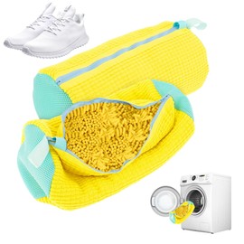 SupRovare 2 Piece Shoe Wash Bag Set, Protective Mesh Shoe Wash Bag to Prevent Shoe Deformation, Zip Shoe Wash Bag, Laundry Bag (Yellow, yellow