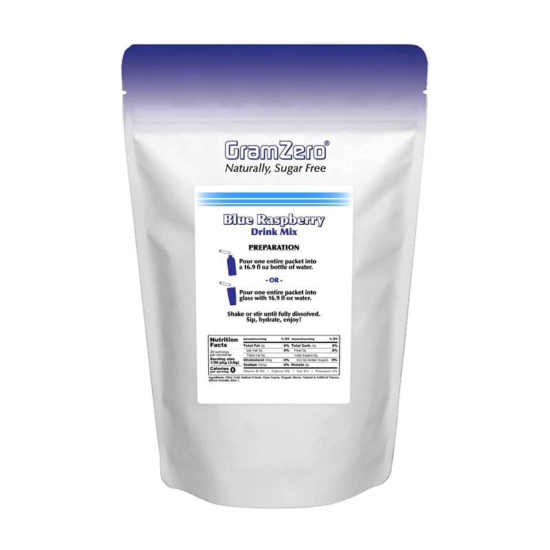 GramZero 2GO Sticks - Blue Raspberry, Zero Calorie Sugar Free