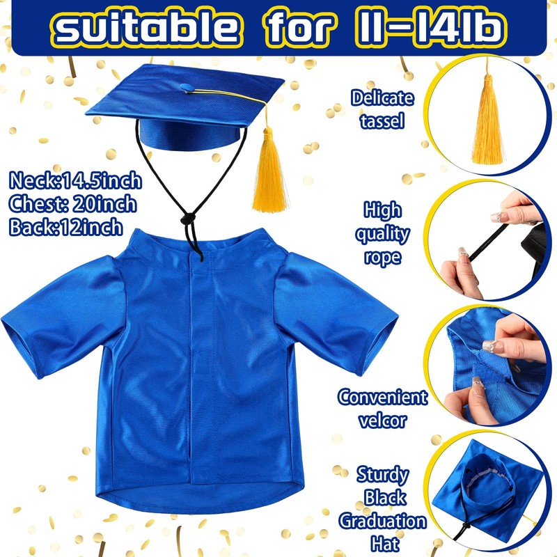 Bunnycool Dog Graduation Cap and Gown 2025 Washable Pet Graduation