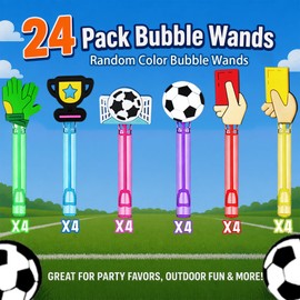24 Pcs Soccer Bubble Wands, Soccer Party Favors & Goodie Bag Fillers