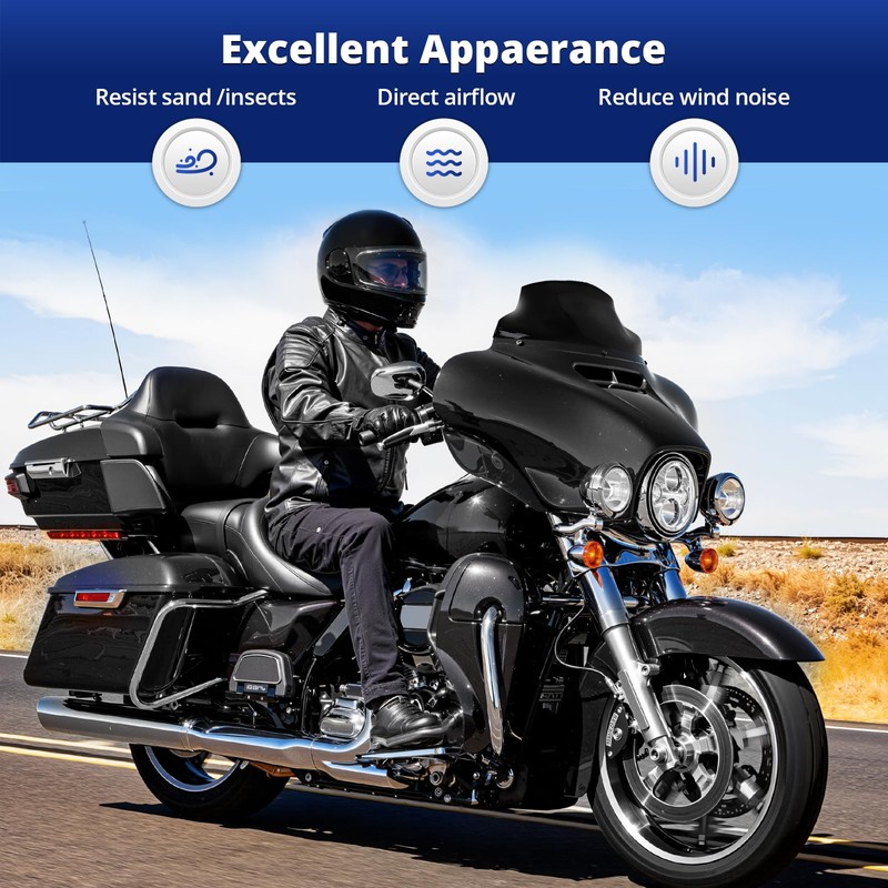 9" Motorcycle Wave Windshield Windscreen, Compatible with 2014-2023 Har ley