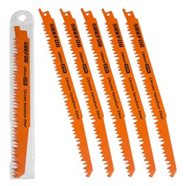 SURFOU Reciprocating Saw Blades Pack of 5 Saw Blades Reciprocating Saw Blades 240 mm 5TPI, Saw Blade Reciprocating Saw Blade Wood Reciprocating Saw Blades Green Wood Saw Blade Set