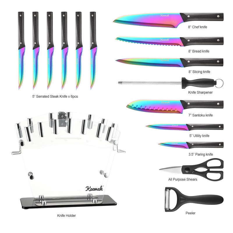 Keewah Knife Set, 16 Piece Kitchen Knives set with Acrylic