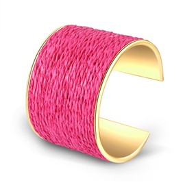 CEALXHENY Raffia Cuff Bracelets for Women Rattan Raffia Bracelet Bangles Bohemia Handwoven Hot Pink Wide Cuff Bracelet Summer Beach Jeweley Accessories Outfits Gifts (E Pink)