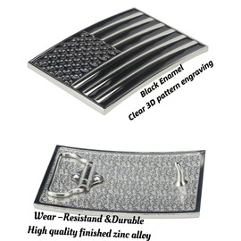 POSKLA American Flag Belt Buckle Metal Western Cowboy Belt Buckle, Patriotic USA Flag Design for Casual & Rodeo Wear (BLACK)