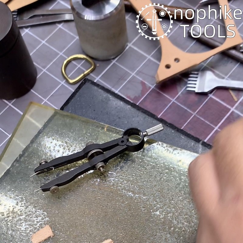 1.75 Inch Leather Compass Adjustable Lockable，Leather Crafts Tools，Professional Compass for