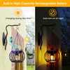 Outdoor Solar Hanging Lanterns, Black Metal Cage Design, LED Garden
