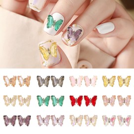 Zayookey 24 Pieces 3D Butterfly Nails Rhinestones Set Crystals Nail Art Glitter Stones DIY Acrylic Nail Charm Decoration Nail Art Diamonds Décor (Nail Art)