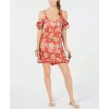 Miken Cold-Shoulder Swimsuit Cover-Up Dress Size Large Red Floral NEW