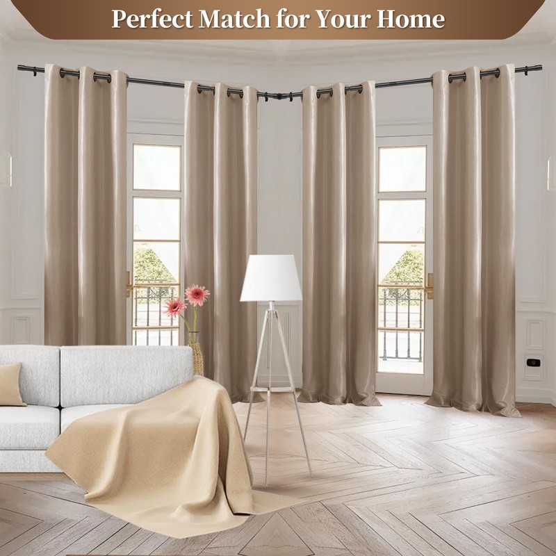 Anndason Heavy Duty 1 Inch Corner Curtain Rods Set 30-76