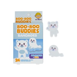 Boo Boo Buddies Kids Adhesive Bandages, Kids Self-Adhesive Sterile Bandages Pack for Toddler Girls & Boys, Adults First Aid, Protect Scrapes and Cuts | 24 Pcs (Polar Bear + Seal)