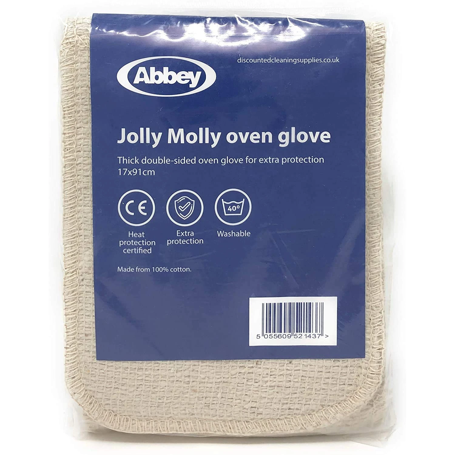 Abbey 100% Cotton Professional Heavy Duty Double Sided Oven Gloves Heat Resistant – Jolly Molly Soft Commercial Thick Oven Gloves for Bakers, Chefs and Kitchen – Double Oven Mitts XL Size (91 x 17cm)