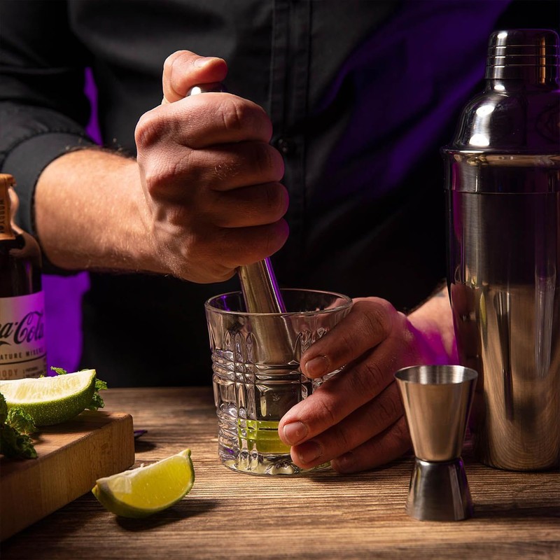 Cocktail Muddler,Silver Muddler,21cm Stainless Steel Cocktail Muddlers,cocktail Muddlers with Black
