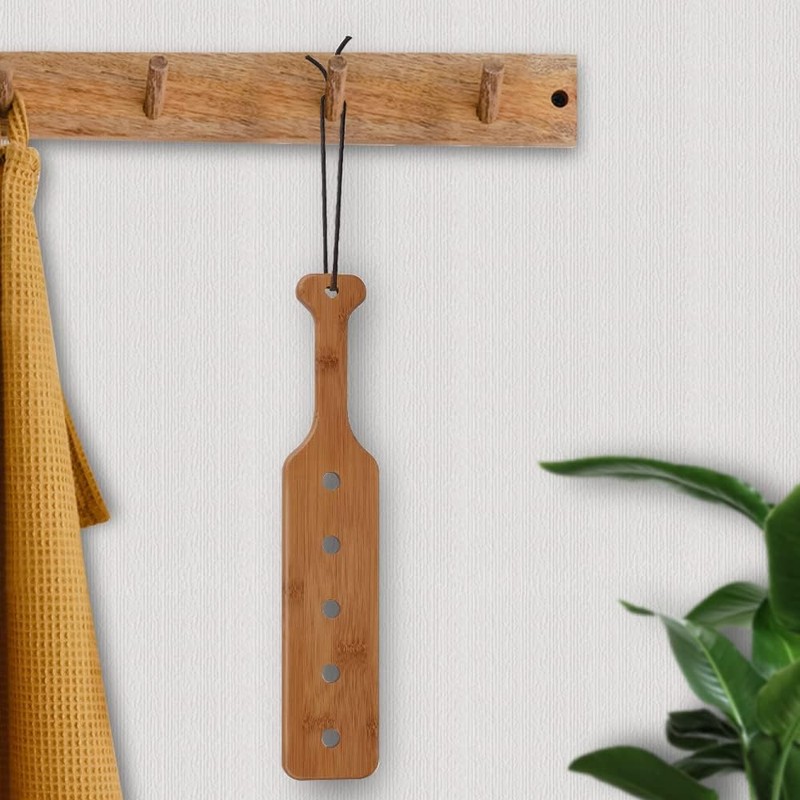 FameFame 14Inch Bamboo Paddle with Holes, Solid Wood Paddle with