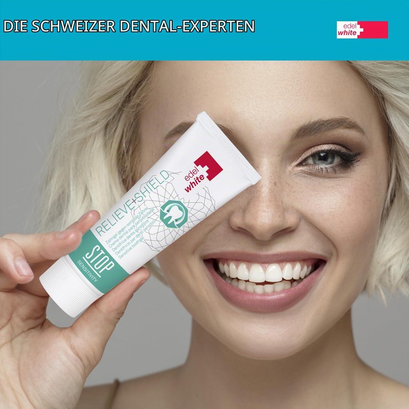 edel+white Stop Sensitive Tooth Gel, 75 ml, Effective Teeth Cleaning