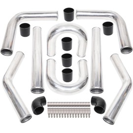 8Pcs 2.5 Inch Universal Aluminum Turbo Intercooler Piping kit 610mm DIY Custom Tubing Mandrel Bend Pipe Straight & U-Bend Kit (2.5 Inch)