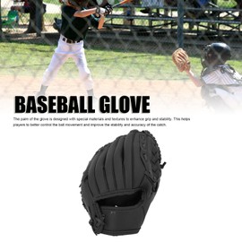 Baseball Glove, Right Hand Throw Softball Gloves, Fastpitch/Slowpitch Softball Outfield Mitt, Adult and Youth Sizes, 9.5-12.5 Size Mitts, Multiple Styles (Black)