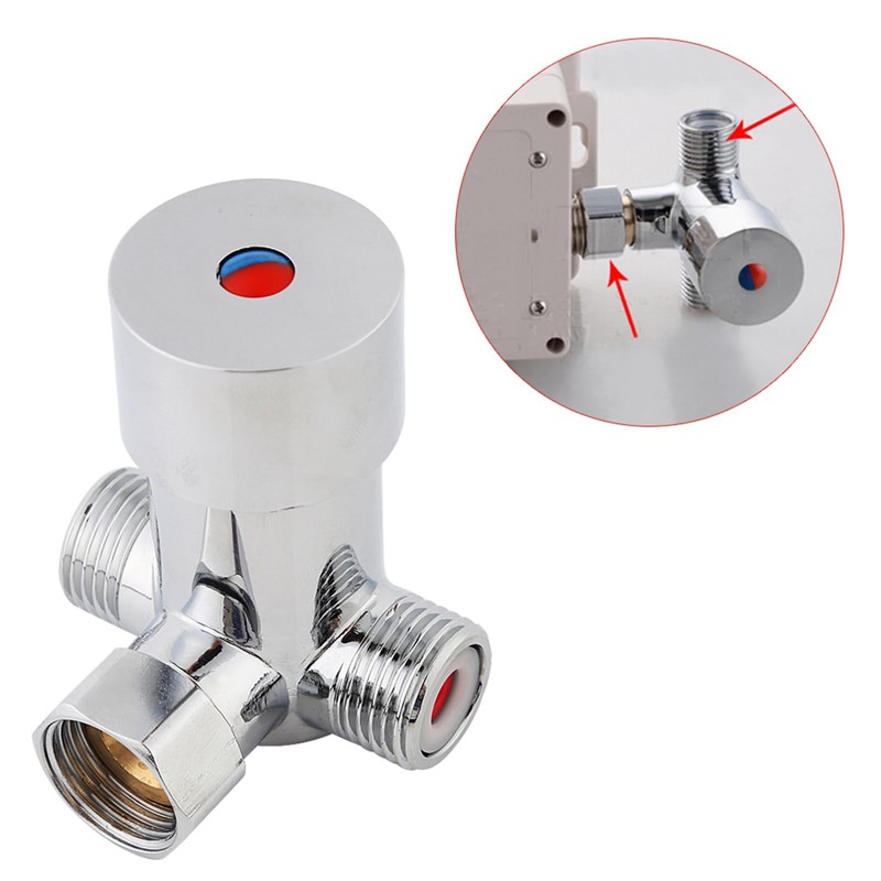 G1/2 Hot Cold Water Mixing Valve, 3 Ways Brass Thermostatic
