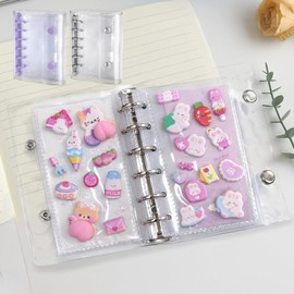 Sticker Notebook, Mini Size, Clear Binder with Pockets, Sticker Notebook, Decoration, Girls, Stationery, Repositionable, Photo Storage, Collection Organization, Card Storage, Collage, Photo Deco (A7