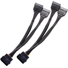TeamProfitcom 4 Pin Male IDE Molex to Dual 15 Pin Female SATA Power Splitter Converter Adapter Cable Hard Drive HDD SSD Extension Cable Sleeved Braided 8 Inches (2 Pack)
