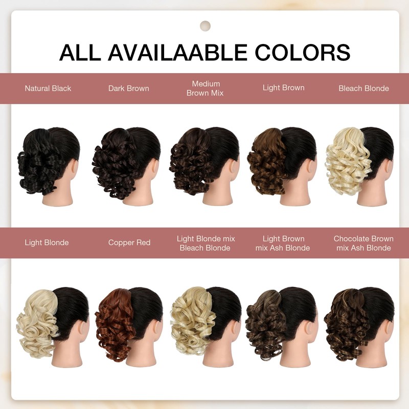 FELENDY 9" Short Ponytail Extension Curly Wavy Claw Clip in