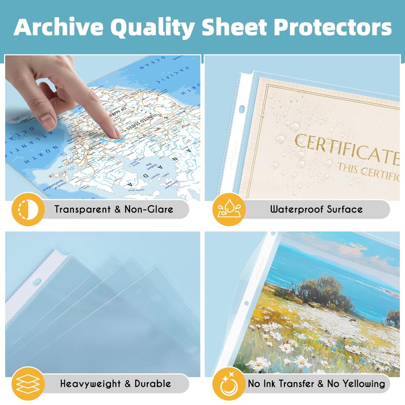 Antner 11x17 Inch Sheet Protectors (50-Pack) - Ledger Size Heavy