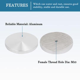 QUARKZMAN 100 mm Aluminium Disc x 1 Piece Circular Discs Hardware for Holder Glass Table or Chair [Silver Tone M10 Thread]