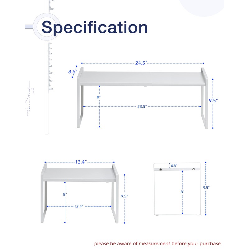 Nxconsu Expandable Cabinet Shelf Organizer Riser for Kitchen Pantry Cupboard