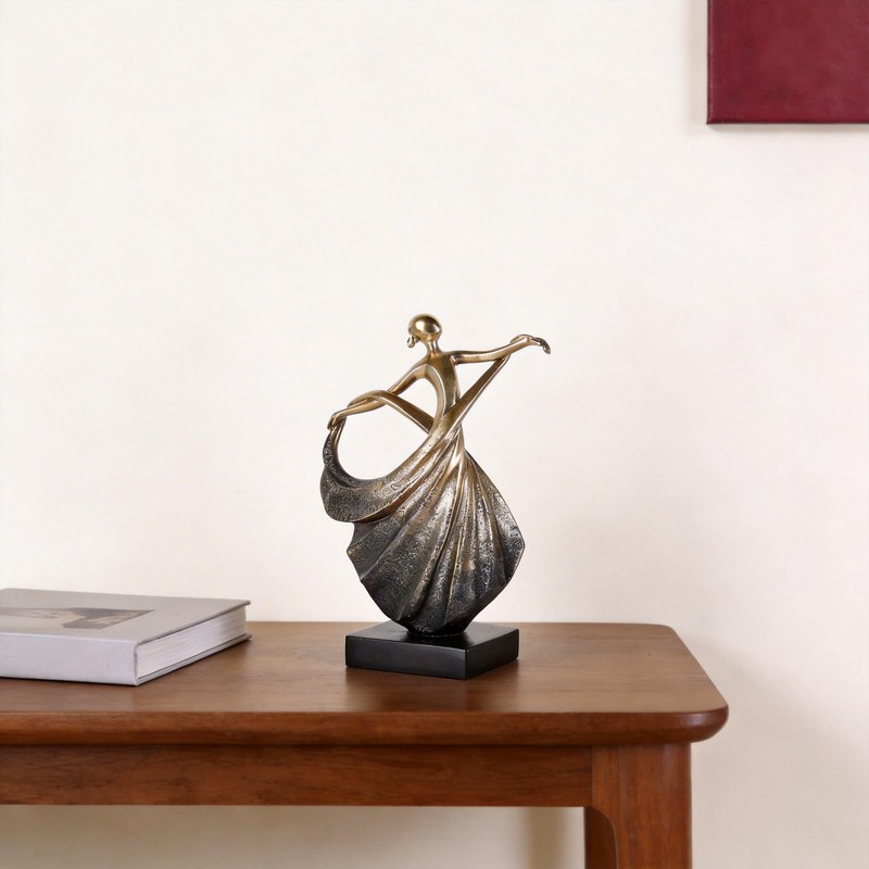 DOVDOV Modern Abstract Dancer Statue, Golden Dancer Sculpture, Contemporary Art