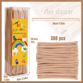 Iuuidu Pipe Cleaners Chenille Stem, 300pcs Pipe Cleaners Craft Supplies, Fuzzy Sticks Pipe Cleaner Brush for DIY Art Creative Craft Decorations (Cream Brown)