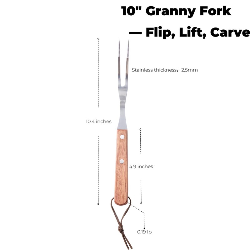 Granny Fork, 10 in 2-Tine 420 Stainless Steel Cooking Fork
