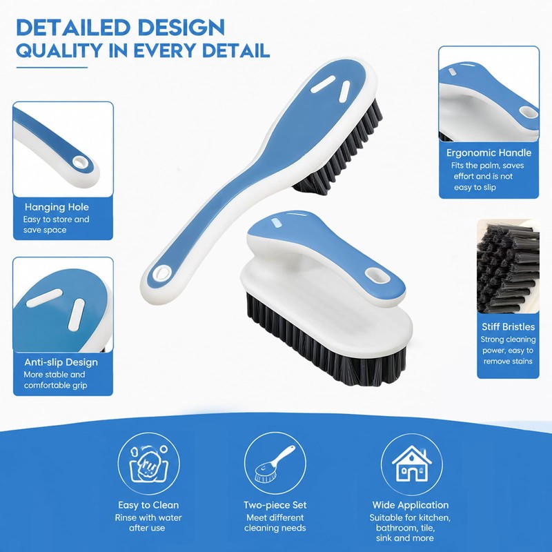 Laundry Brush with Soft Bristle Shoe Scrub Brush Set, 2