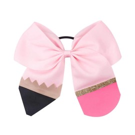 School Bow Cheer Bow Clip, Back to School Hair Bows Ponytail Holder, Pencil Girls Hairs Clips ZFJ26 (Pink Set)