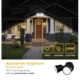 Unbranded 2 Packs P6221B 2000 Lumen 18 Watt 28 LED Dual-Head Flood Light Black P6221B-2pcs