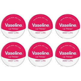 Pack of 6 Vaseline Lip Therapy Rosy Lips 20g Tin | Petroleum Jelly Lip Balm for Dry, Chapped & Cracked Lips | Moisturising Lip Care with Soft Rosy Tint | Mini Pocket Travel Size