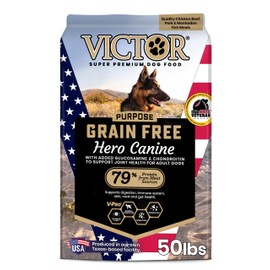 VICTOR Super Premium Dog Food – Purpose Hero Canine Kibble – Premium Gluten Free Dog Food for Active Adult Dogs – High Protein with Glucosamine and Chondroitin for Hip and Joint Health, 50lbs
