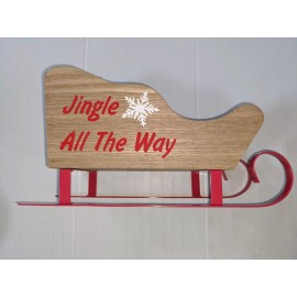 Thomas Kinkade Jingle All The Way Santa Sleigh  11.25" Long 4.5" Wide 6" Tall Wood W/Metal Rail